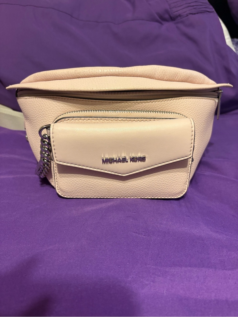Michael Kors Pale Pink Leather Crossbody Belt Bag